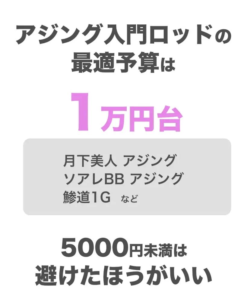 アジング入門ロッドの最適予算は1万円台。5000円未満のロッドは避けたほうがいい。