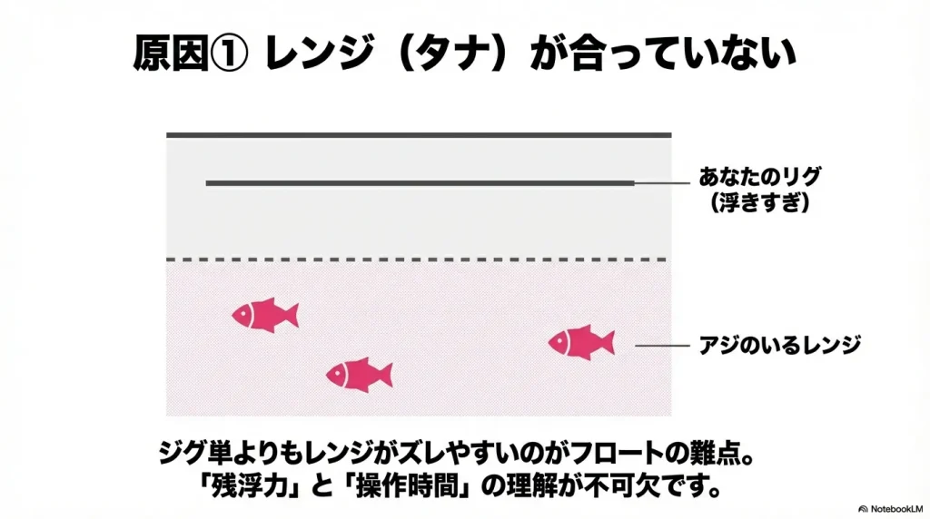 フロートアジングで釣れない原因：レンジが合っていない