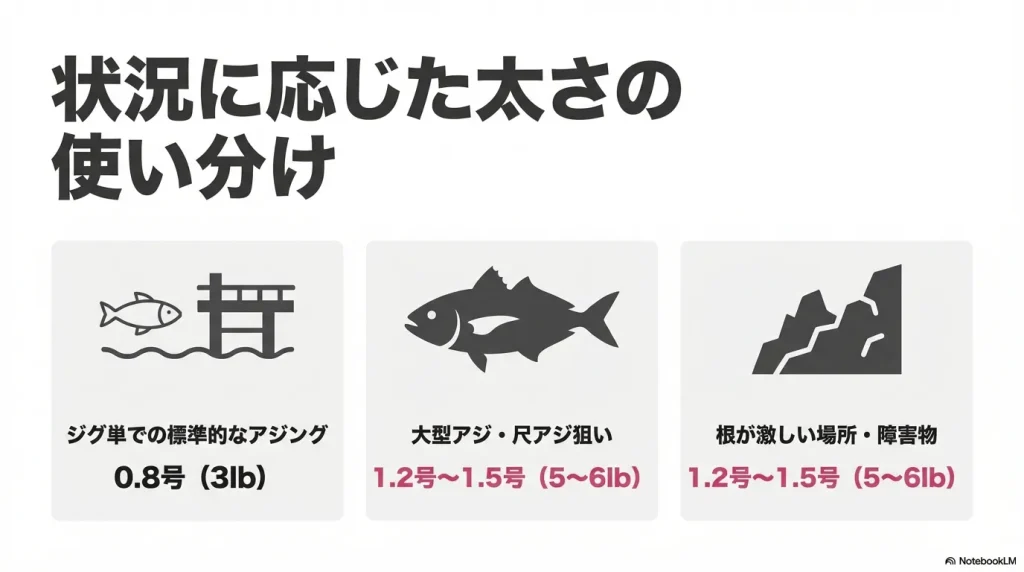 アジングの状況に応じたショックリーダーの太さの使い分け
