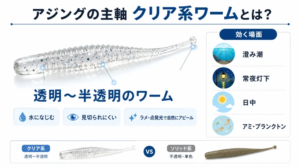 アジングのクリア系ワームとは？