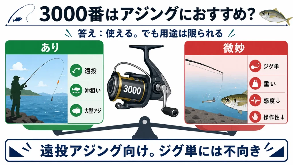 3000番のリールはアジングで使えるのか？向いている釣り、向かない釣り