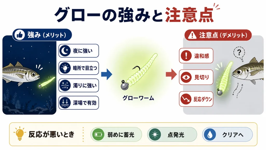 アジングにおけるグローカラーのメリットとデメリット