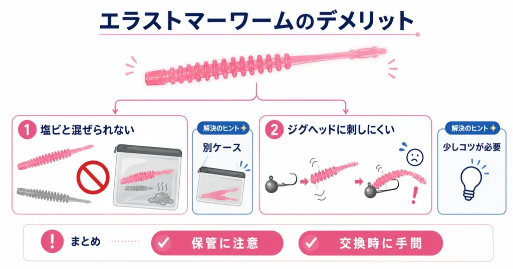 アジングにおけるエラストマーワームのデメリット